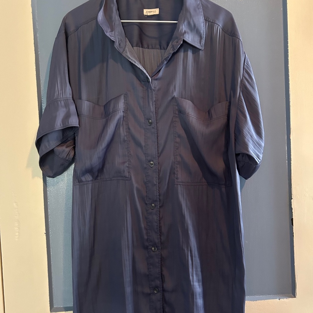 Anthropologie Blue Button-Up Dress